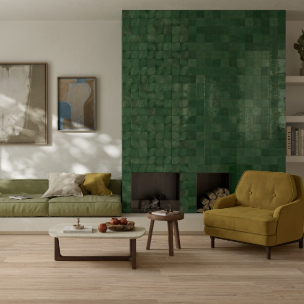 revestimiento-pared-comedor Pared de comedor con revestimiento cerámico en Forma Cerámicas