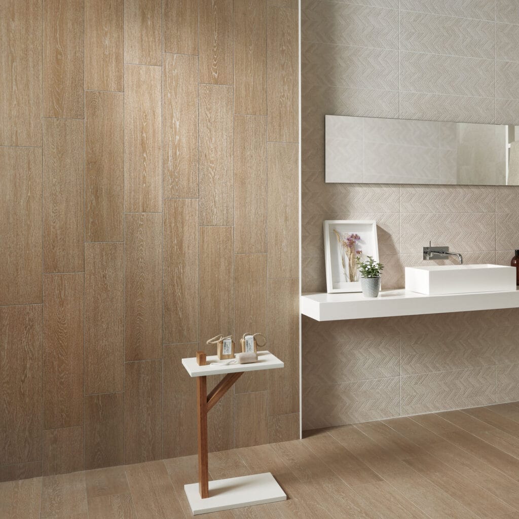 Am Mixit Beige Concept Beige 25X70 Cm Mosaico Beige Savia Roble 18X75 Cm | Forma Cerámicas - cerámica en Los Palacios (Sevilla)