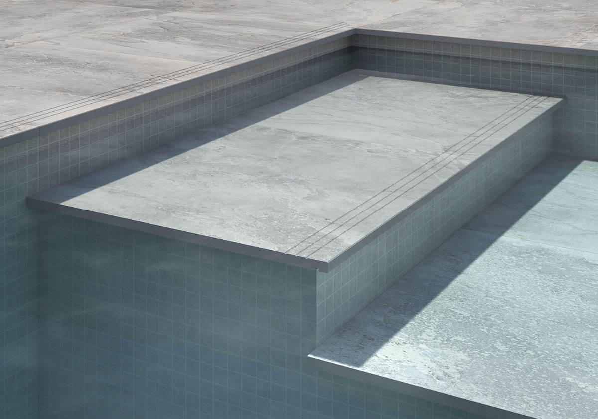 La piscina también se diseña: todo lo que debes saber antes de elegir su revestimiento. 3 AM NATURE 20MM GREY MATE 75X75 DETALLE HD