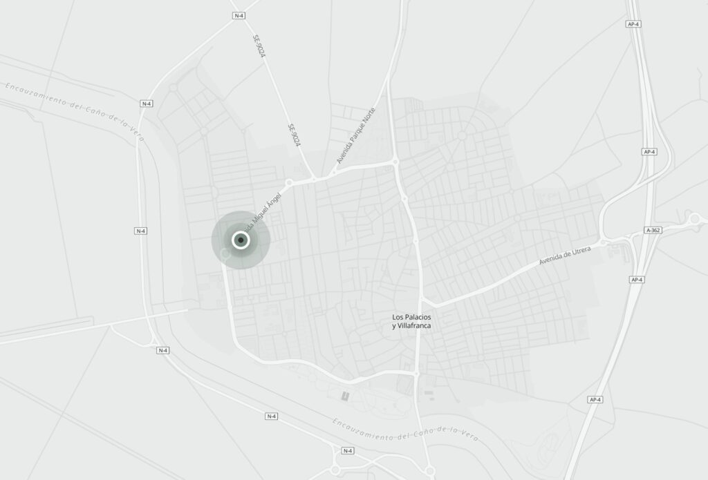 Mapa de Los Palacios y Villafranca con la ubicación del showroom de Forma Cerámicas en la Avenida Miguel Ángel Mapa de Los Palacios y Villafranca con la ubicación del showroom de Forma Cerámicas en la Avenida Miguel Ángel